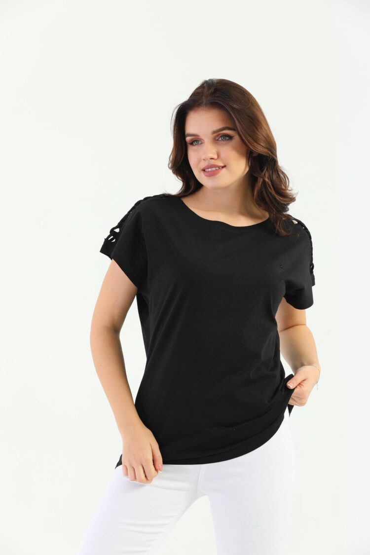 EdelleShoulder Braided Women's T-Shirt