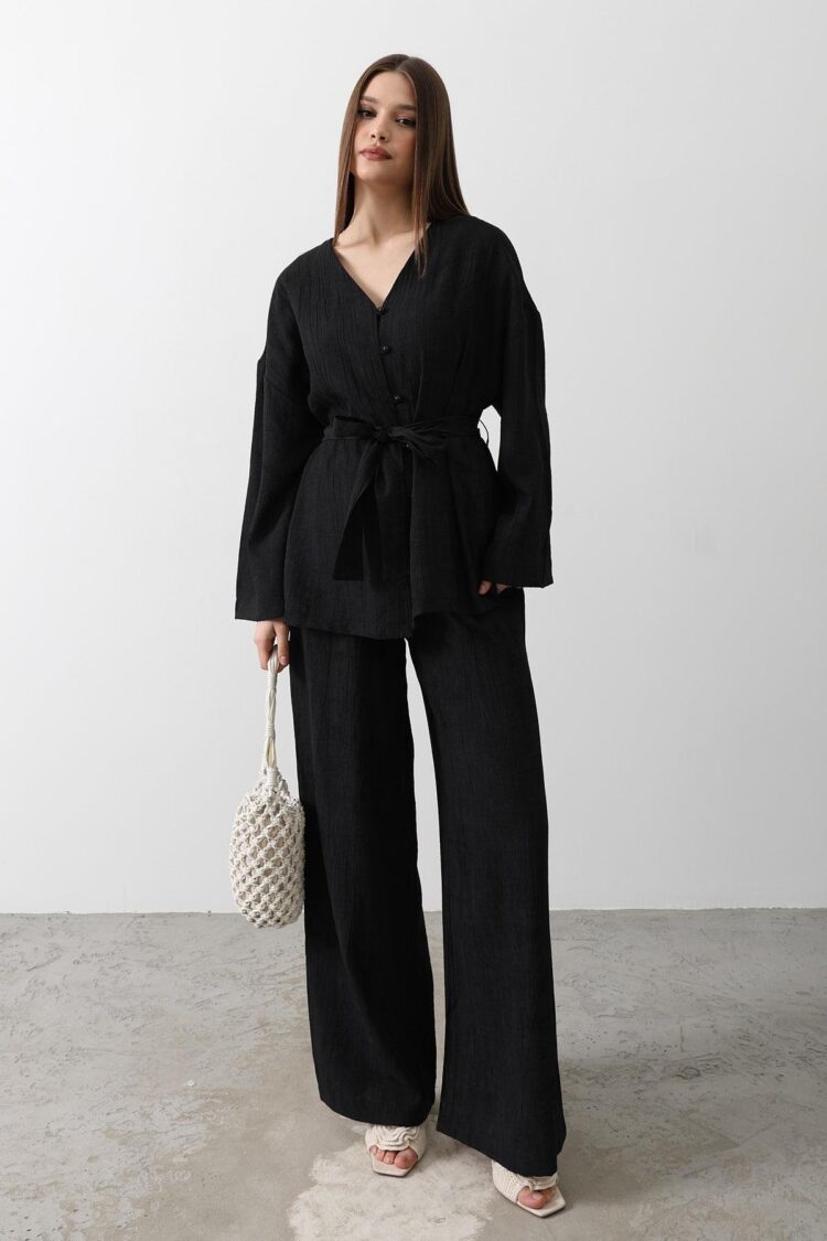 Tie Waist Tunic & Tie Waist Trousers Set - Brand: Reyon - Women's Clothing Wholesale - Globality Store