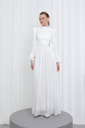 Women's Pleated Long Sleeve Evening Dress - Brand: Puane - Women's Clothing Wholesale - Globality Store