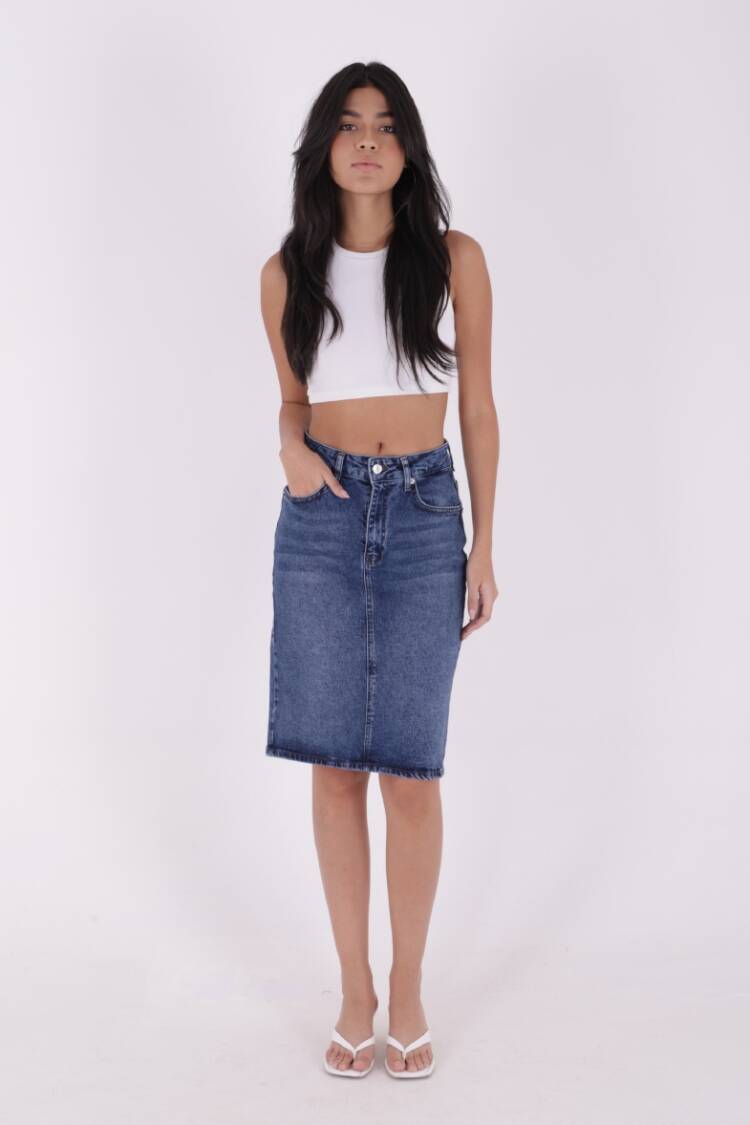 Medium Denim Skirt - Brand: XLove - Women's Clothing Wholesale - Globality Store