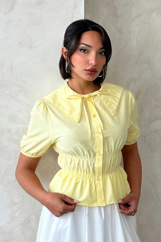 Collar Detailed Ruffle Shirt - Brand: Topshow - Women's Clothing Wholesale - Globality Store