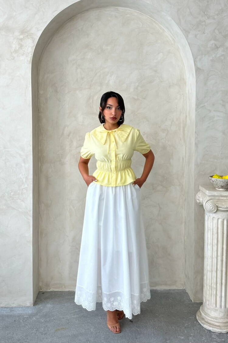 Collar Detailed Ruffle Shirt