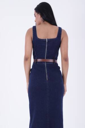 Asymmetric Detailed Denim Dress With Straps