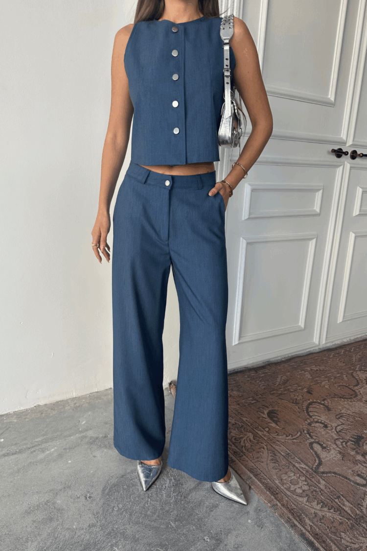 Tencel Sleeveless Shirt - Trousers Set
