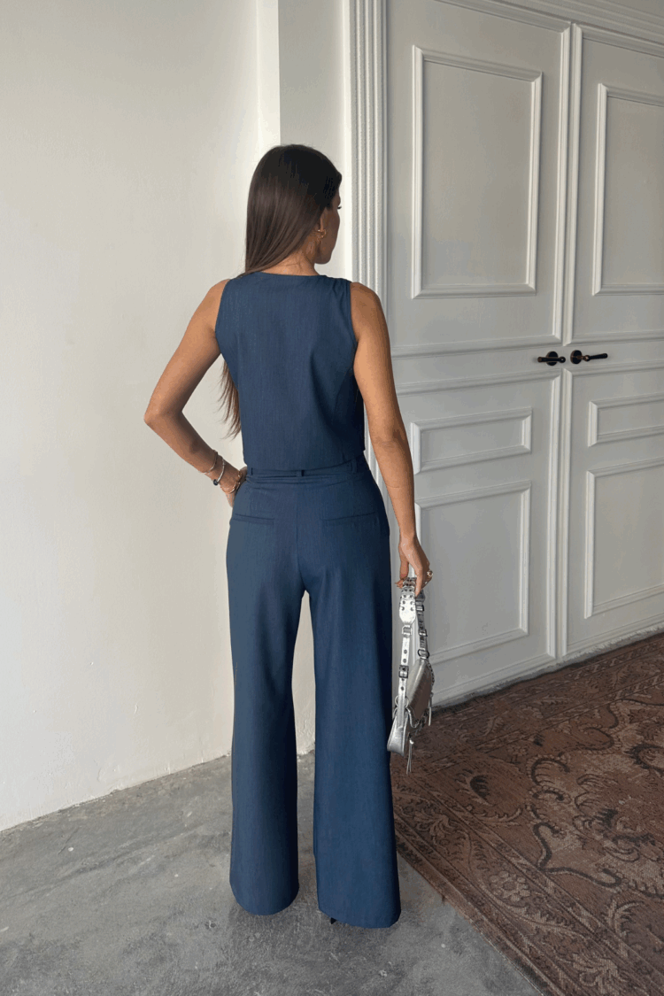 Tencel Sleeveless Shirt - Trousers Set