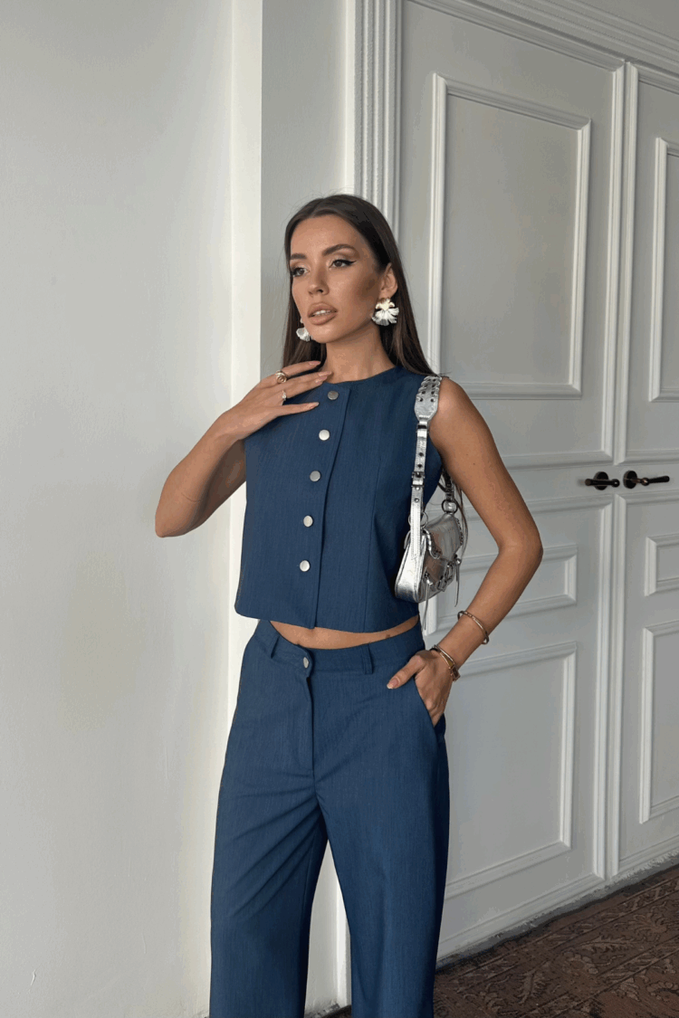 Tencel Sleeveless Shirt - Trousers Set