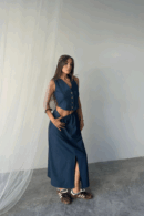 Tencel Vest - Slit Skirt Set - Brand: Ello - Women's Clothing Wholesale - Globality Store