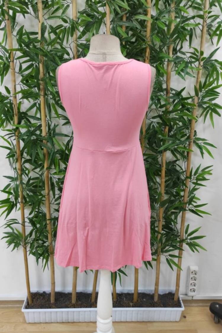 Women's Strappy V-Neck Front Knot Detailed Viscose Dress