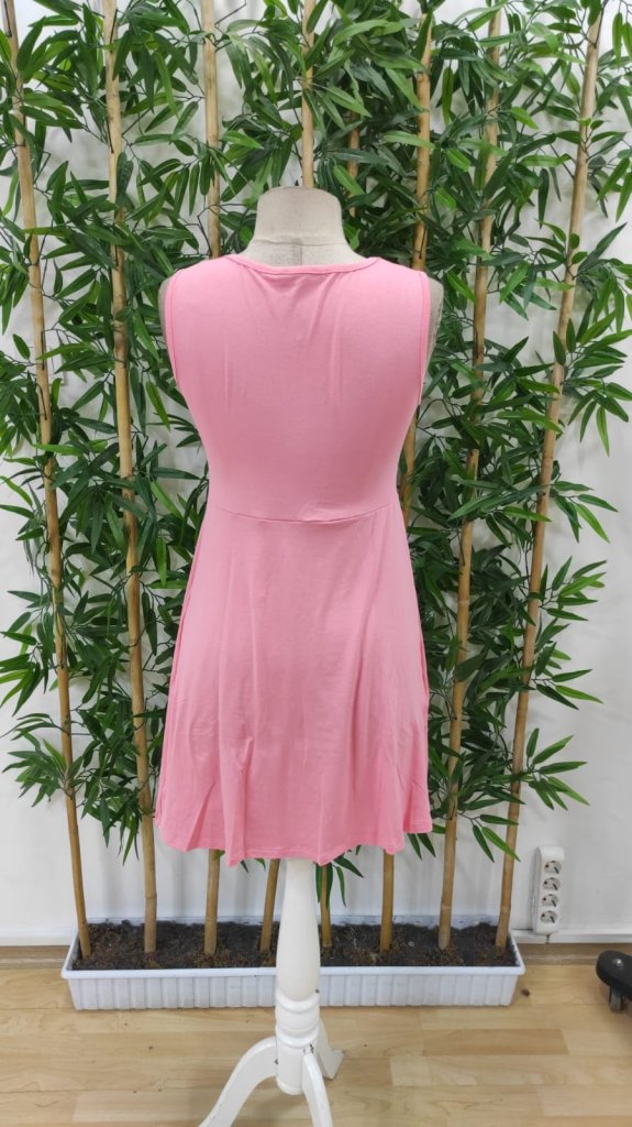 Women's Strappy V-Neck Front Knot Detailed Viscose Dress