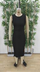 Women's Strappy Sleeveless Waist Ruffle Slit Midi Janjan Crepe Dress - Black - Brand: Janes - Women's Clothing Wholesale - Globality Store