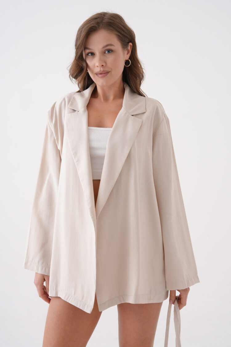 Lace Detailed Unlined Modal Jacket 29081