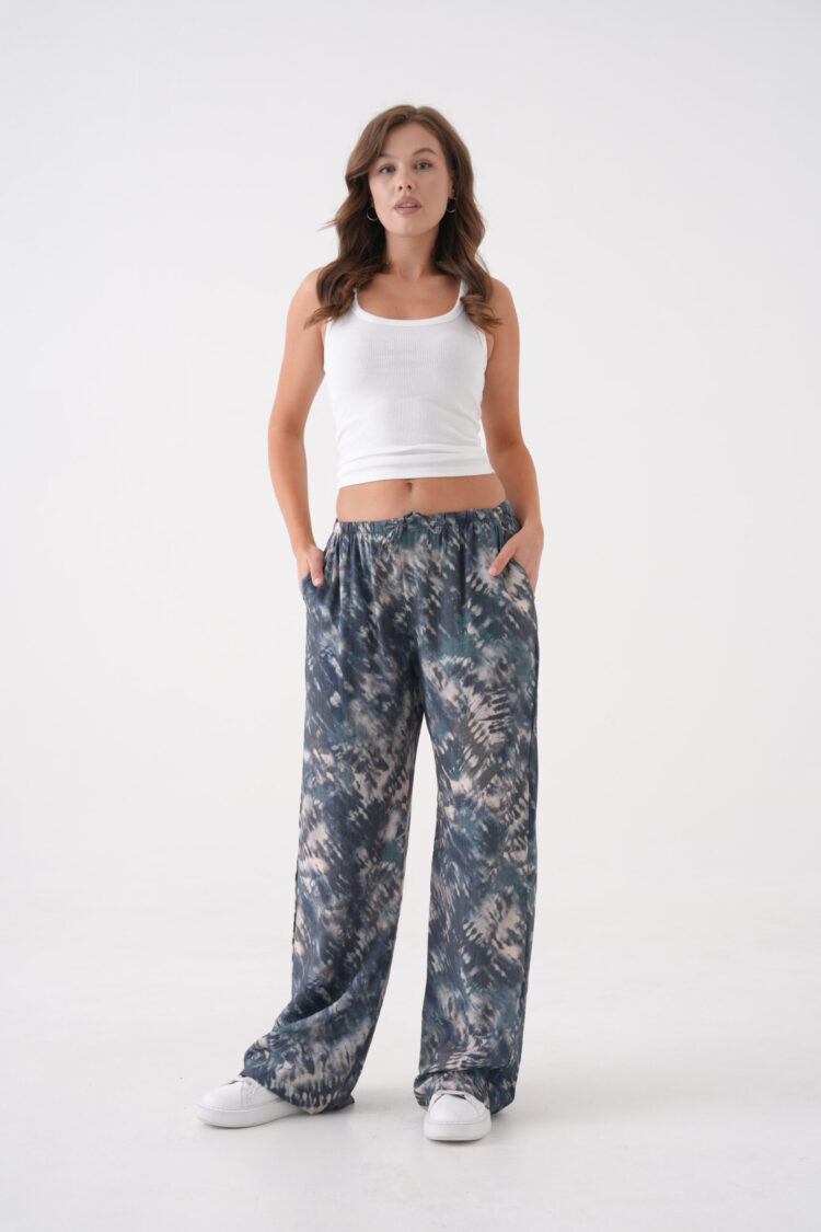 Oil Tie Dye Pattern Wide Cut Modal Pants 29187