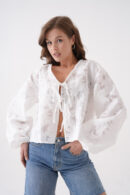 Creamy Chiffon Patterned Organza Blouse 29101 - Brand: First Angels - Women's Clothing Wholesale - Globality Store