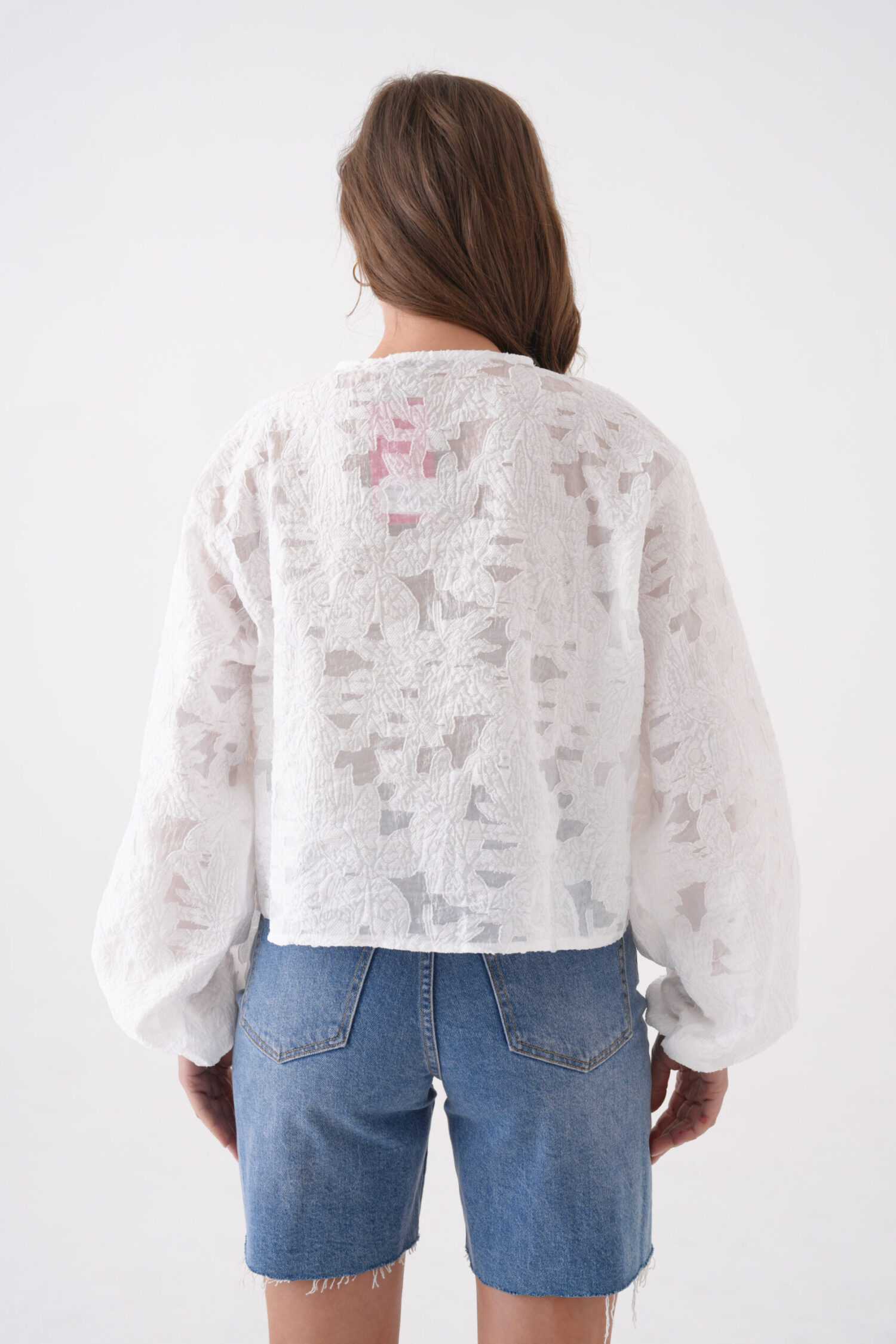 Creamy Chiffon Patterned Organza Blouse 29101 - Brand: First Angels - Women's Clothing Wholesale - Globality Store