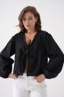Creamy Chiffon Patterned Organza Blouse 29101 - Brand: First Angels - Women's Clothing Wholesale - Globality Store