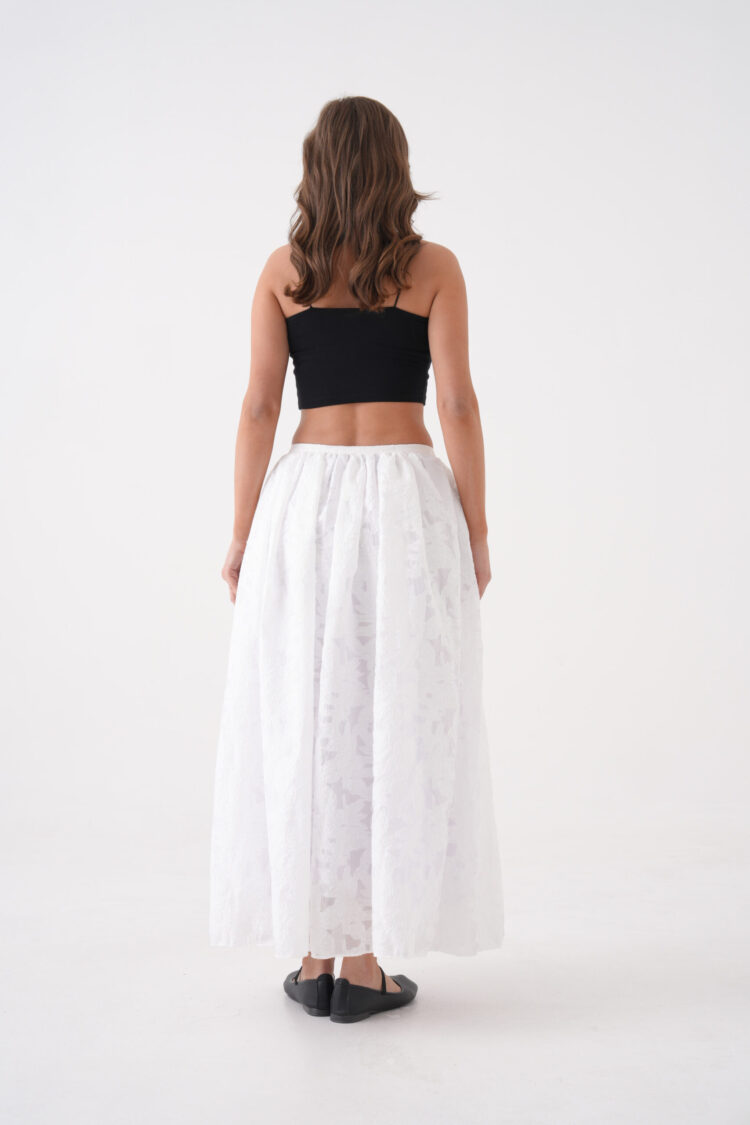 Burning Chiffon Pattern Organza Lining Long Skirt 29096