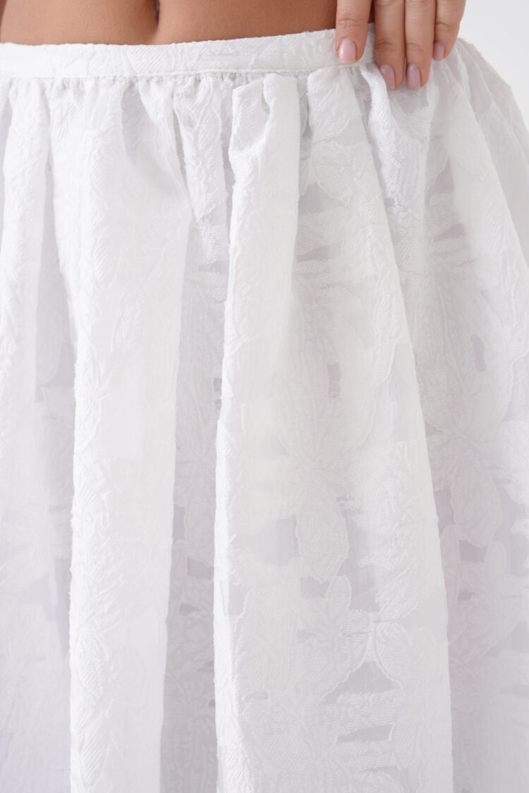 Burning Chiffon Pattern Organza Lining Long Skirt 29096