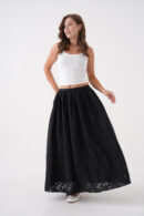 Burning Chiffon Pattern Organza Lining Long Skirt 29096 - Brand: First Angels - Women's Clothing Wholesale - Globality Store