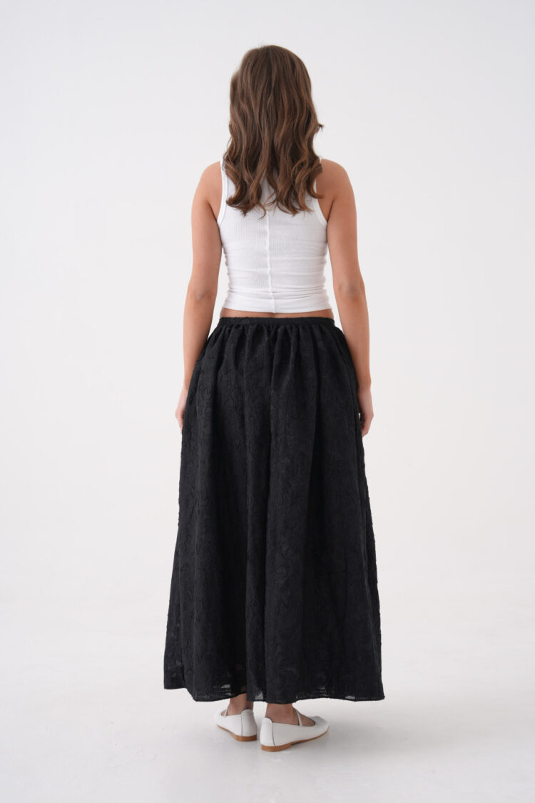 Burning Chiffon Pattern Organza Lining Long Skirt 29096