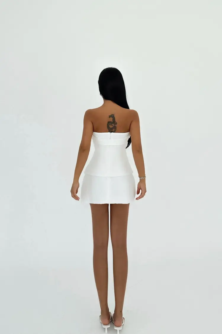 White Belt Detail Skirt Suit