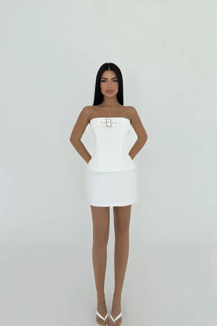 White Belt Detail Skirt Suit - Brand: EYYO ATELIER - Women's Clothing Wholesale - Globality Store