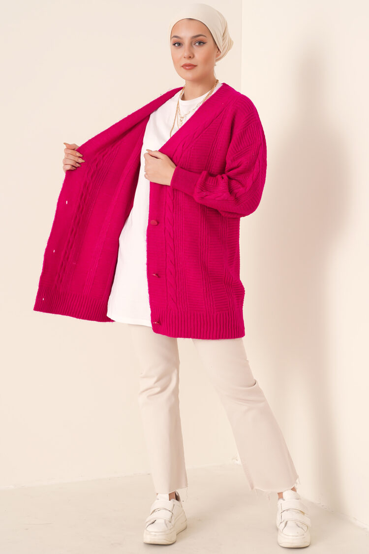 Hijab Knitwear Cardigan - Dark Pink