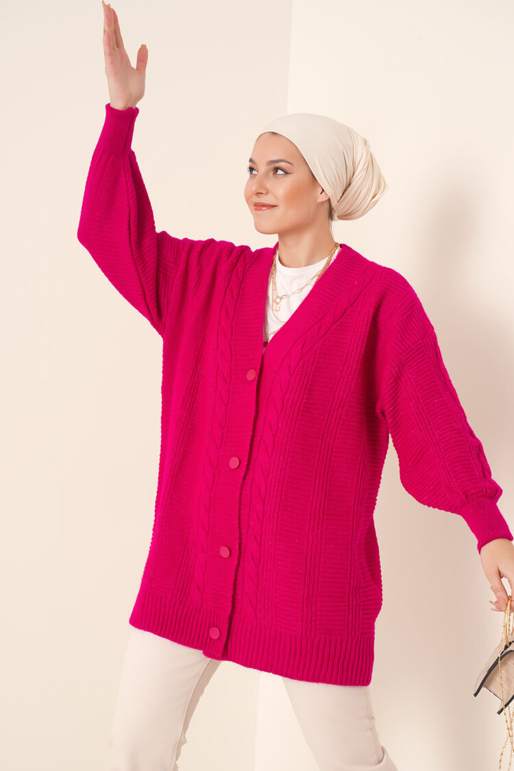 Hijab Knitwear Cardigan - Dark Pink