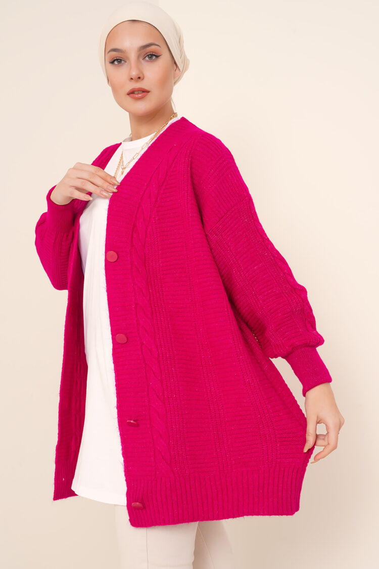 Hijab Knitwear Cardigan - Dark Pink