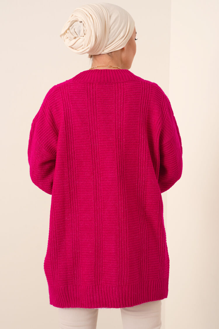 Hijab Knitwear Cardigan - Dark Pink