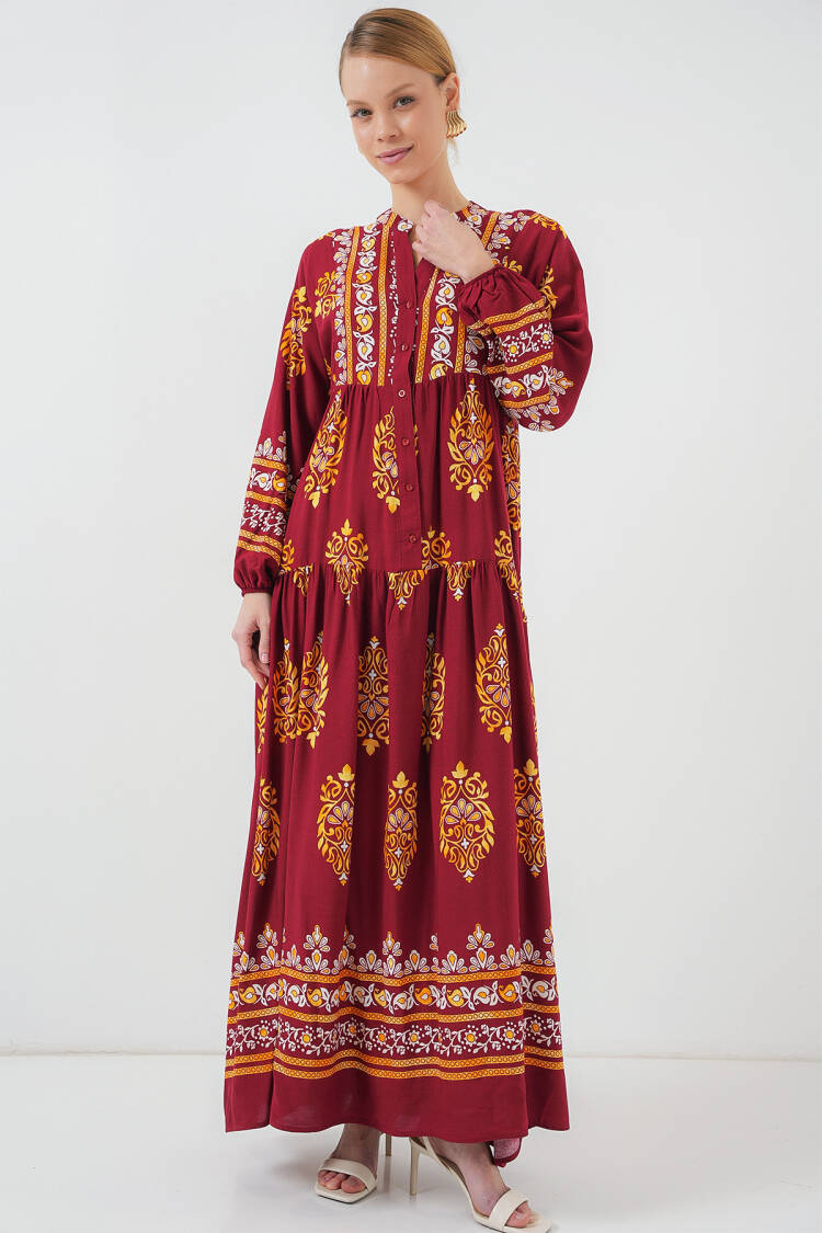 Authentic Patterned Burkini Dress - E. Bordeaux