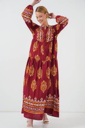 Authentic Patterned Burkini Dress - E. Bordeaux - Brand: Bigdart - Women's Clothing Wholesale - Globality Store