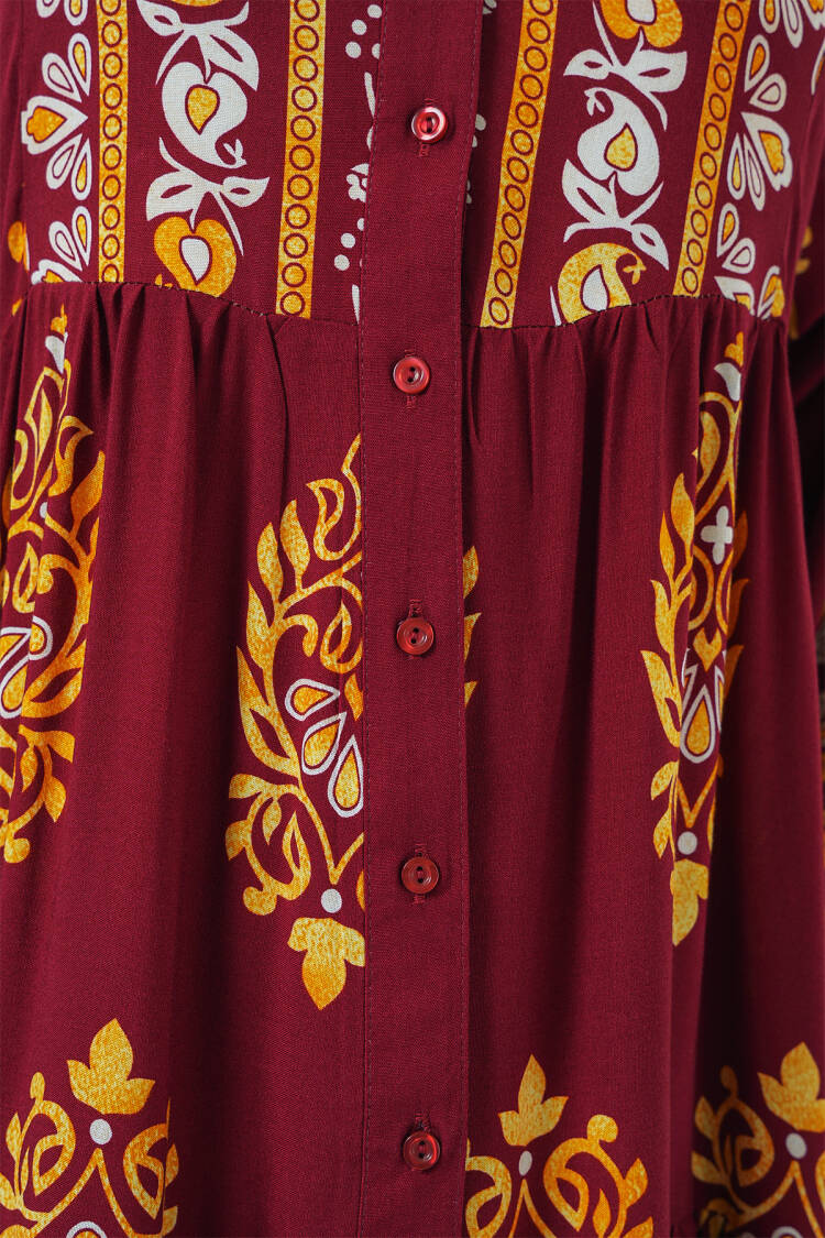Authentic Patterned Burkini Dress - E. Bordeaux