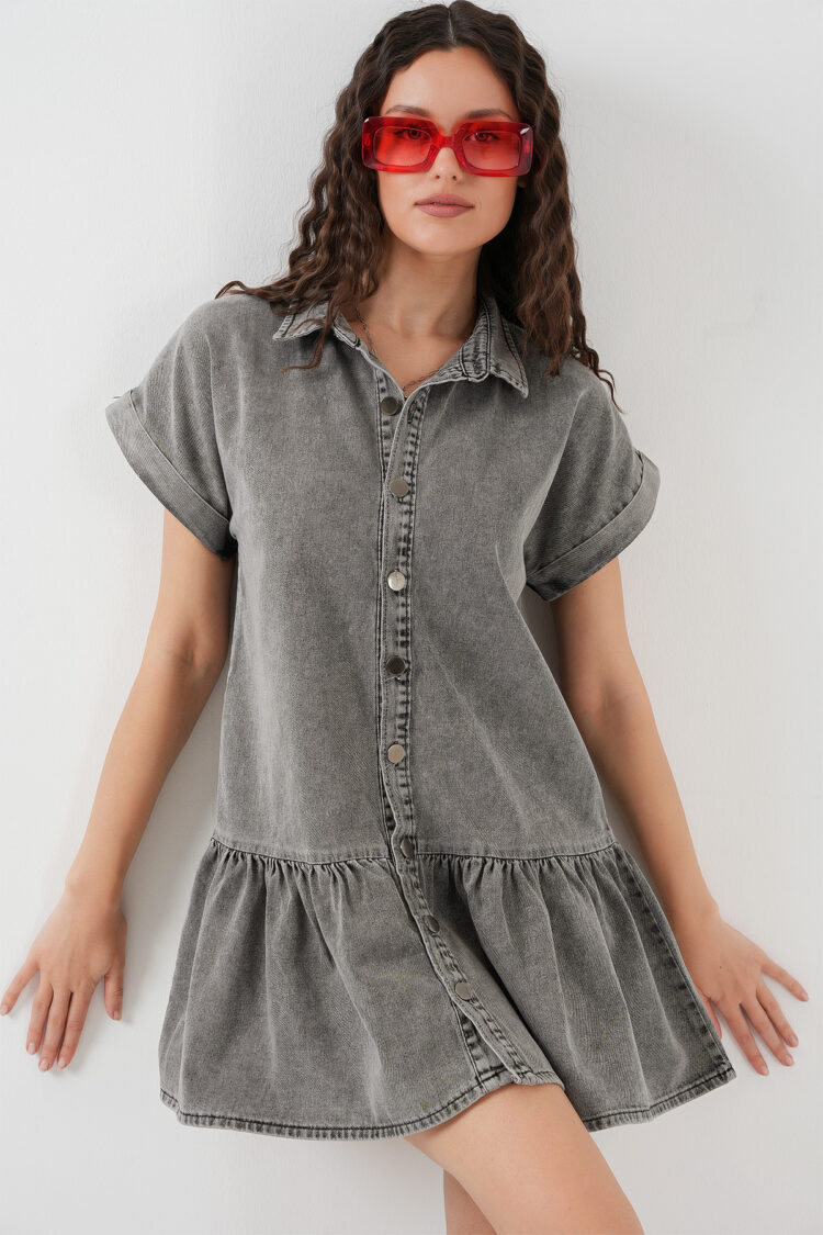 Short Denim Dress 2530 - Smoked - Brand: Bigdart - Women's Clothing Wholesale - Globality Store