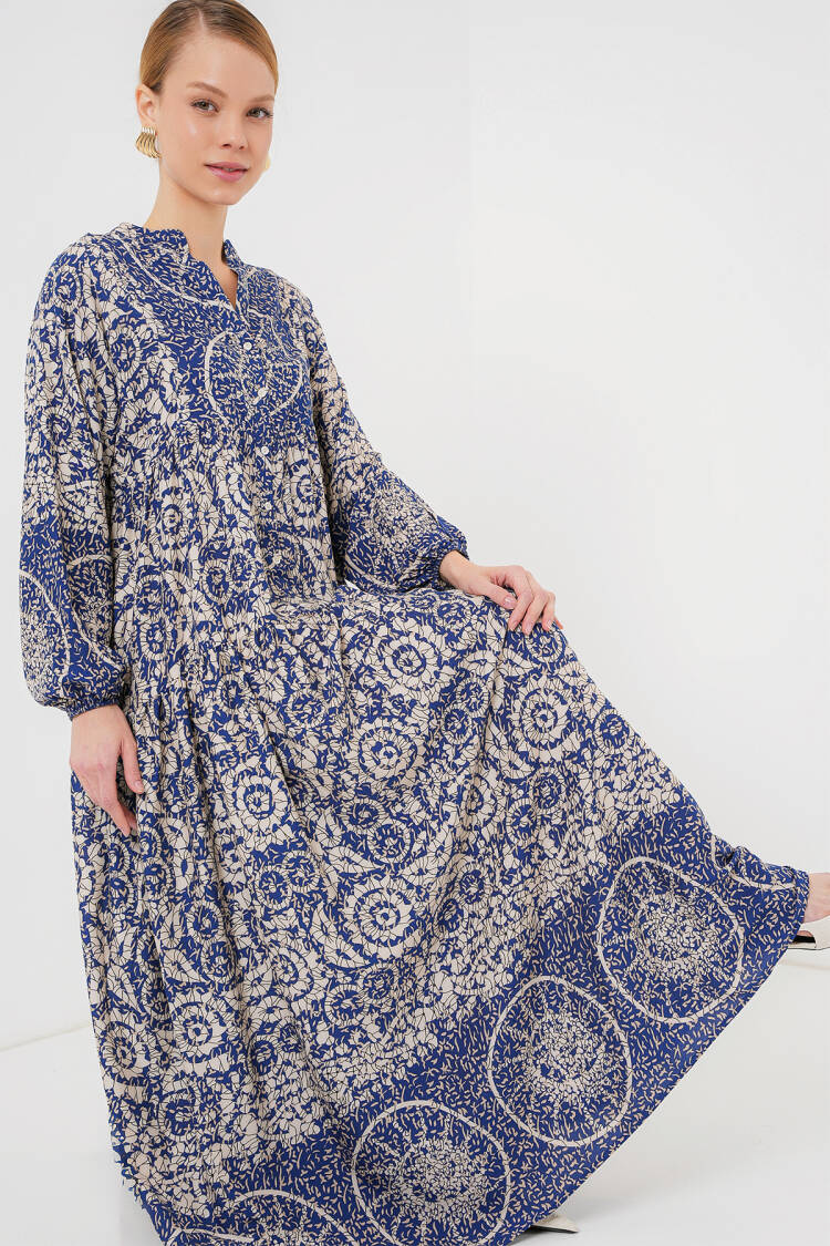 Authentic Patterned Burkini Dress - Navy 7