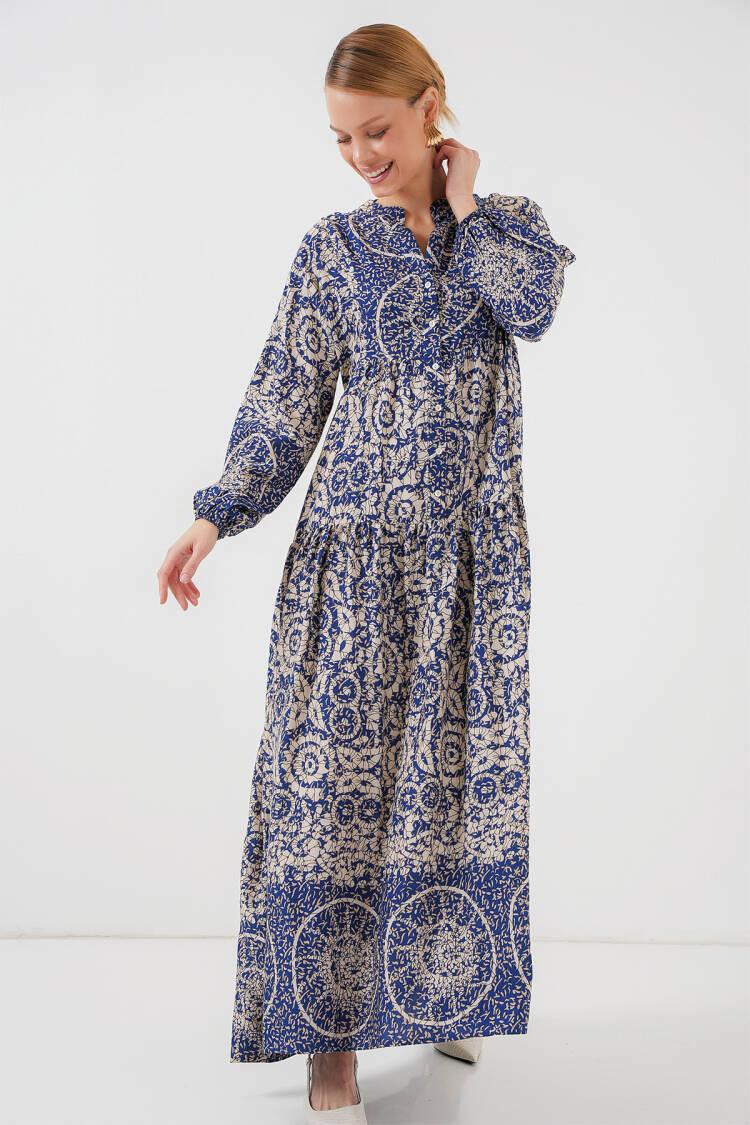 Authentic Patterned Burkini Dress - Navy 7
