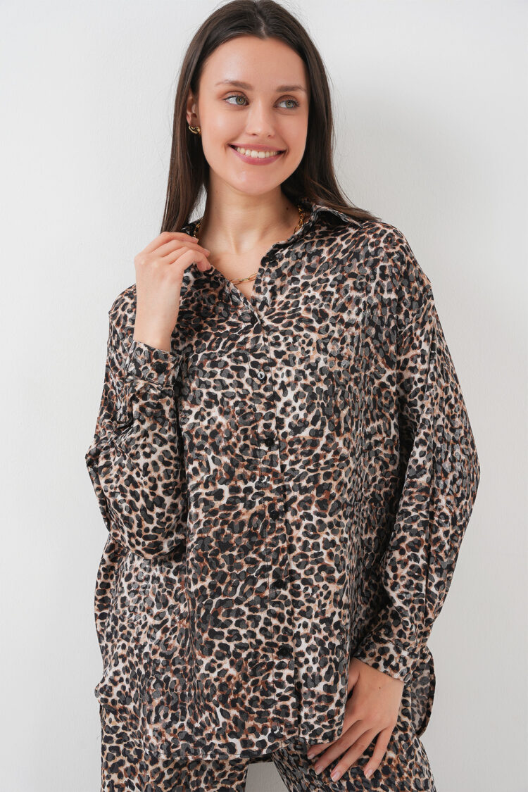 Leopard Print Bottom Suit - C.Brown