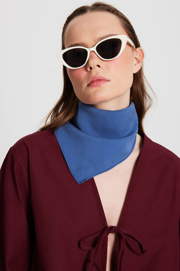 Burgundy Poplin Front Tie Blouse 29085