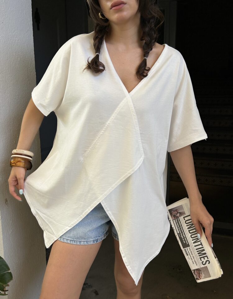 Asymmetrical Cut Oversize Combed Blouse 29071