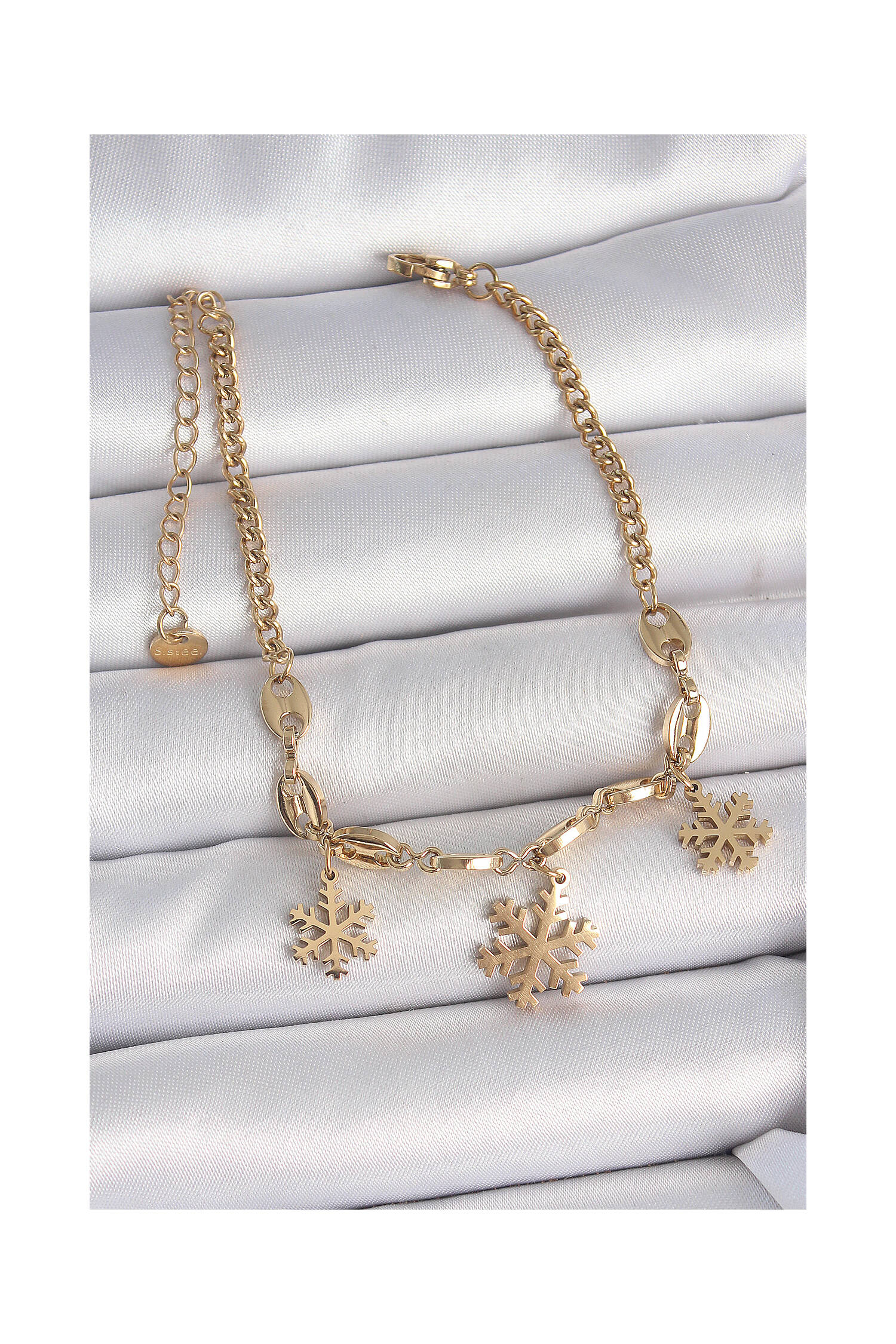 316l Steel Gold Color Rocking Snowflake Model Women Bracelet - Brand: Ebijuteri - Women's Clothing Wholesale - Globality Store