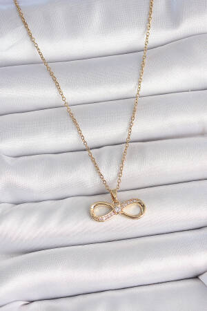 316l Steel Gold Color Chain Zircon Stone Infinity Model Women Necklace - Brand: Ebijuteri - Women's Clothing Wholesale - Globality Store