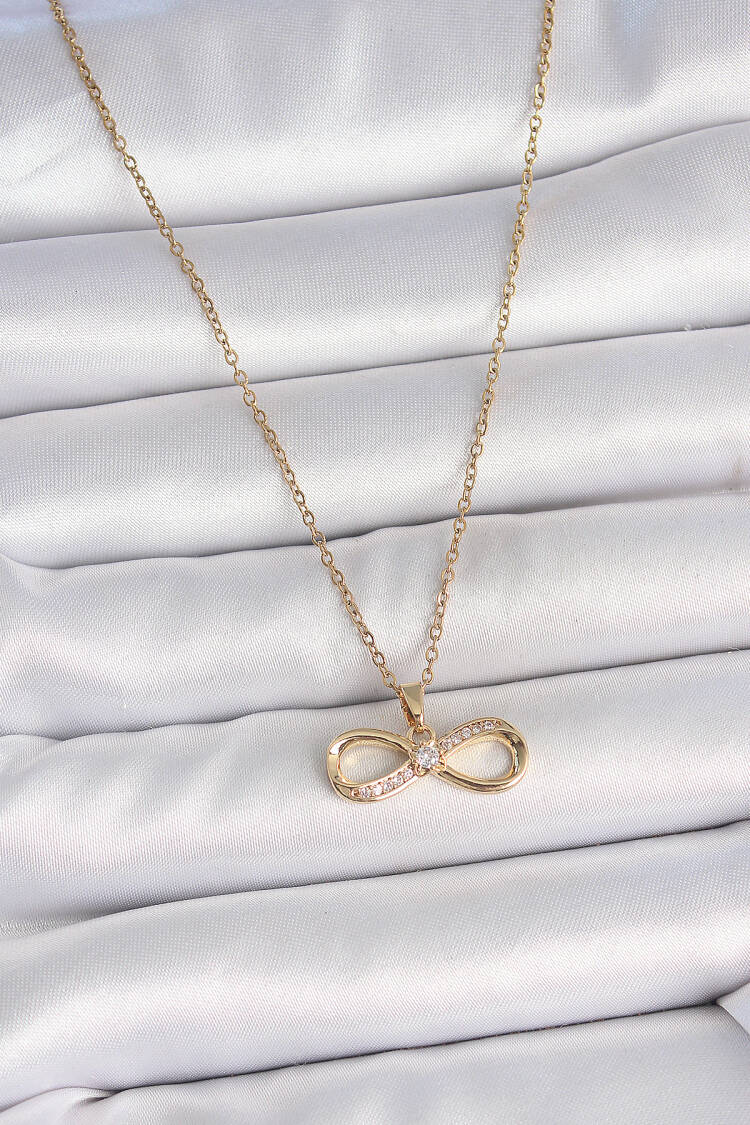 316l Steel Gold Color Chain Zircon Stone Infinity Model Women Necklace
