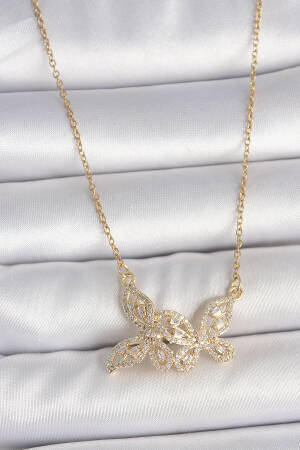 316l Steel Gold Color Chain Zircon Stone Butterfly Model Women Necklace - Brand: Ebijuteri - Women's Clothing Wholesale - Globality Store