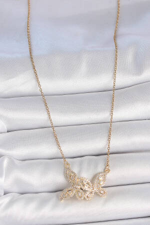 316l Steel Gold Color Chain Zircon Stone Butterfly Model Women Necklace - Brand: Ebijuteri - Women's Clothing Wholesale - Globality Store