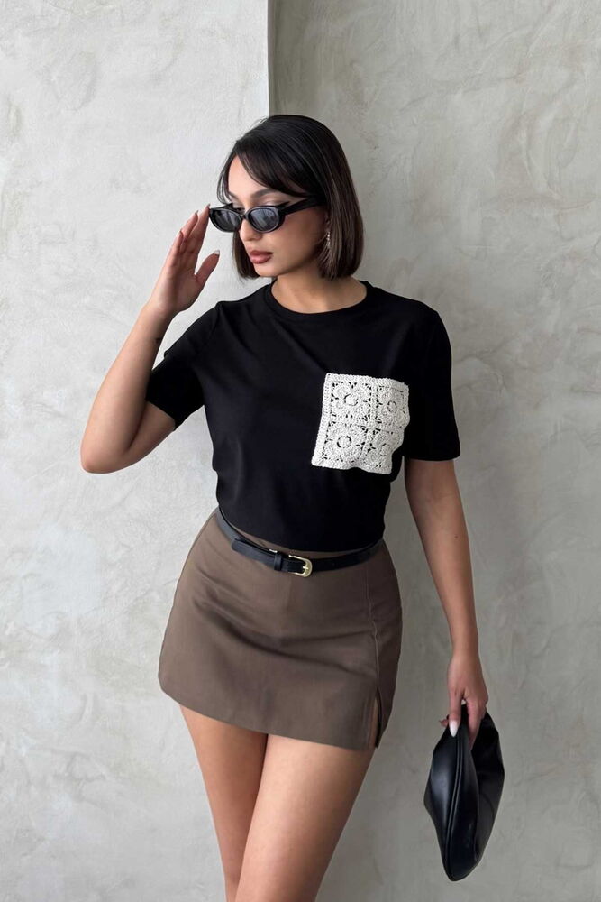 Pocket Detailed T-Shirt - Brand: Topshow - Women's Clothing Wholesale - Globality Store