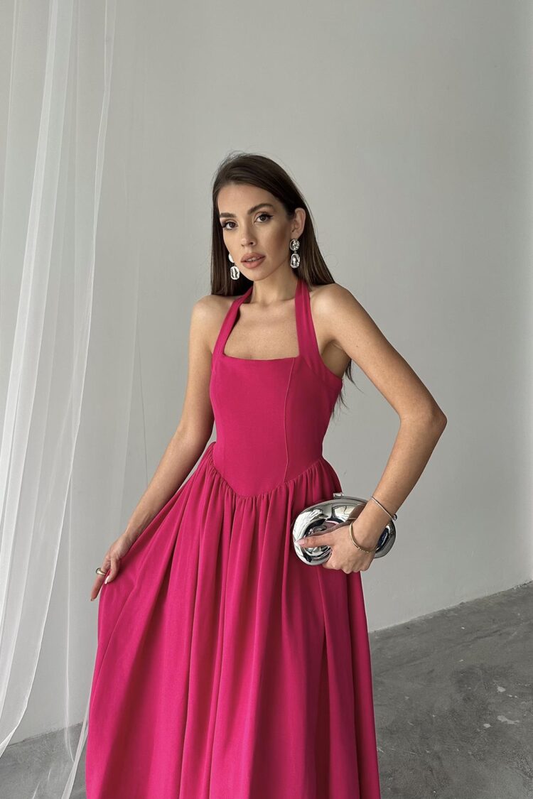 WholesaleNeck Tie Up Linen Dress