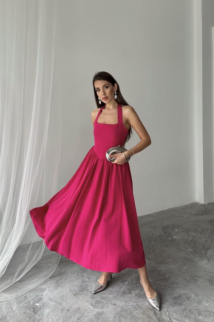 WholesaleNeck Tie Up Linen Dress