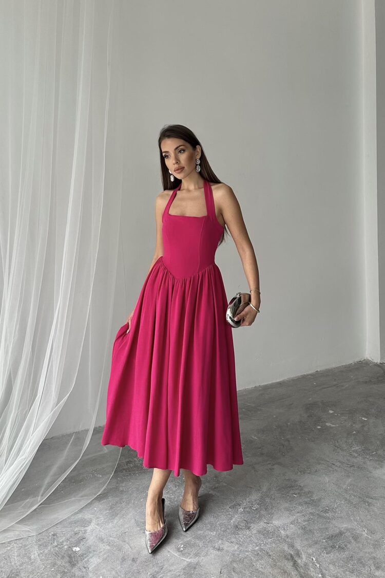 WholesaleNeck Tie Up Linen Dress