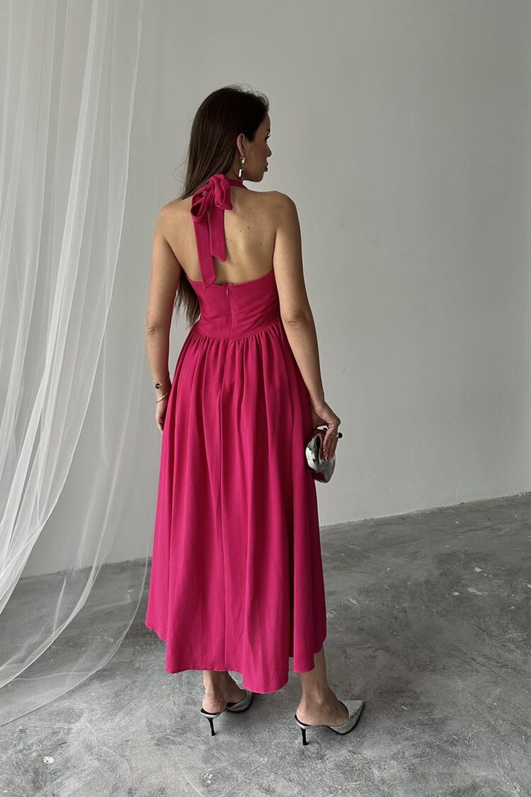 WholesaleNeck Tie Up Linen Dress