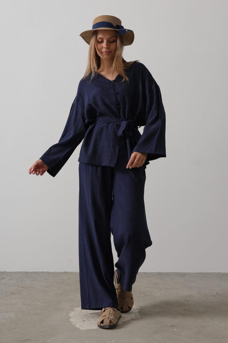 Tie Waist Tunic And Tie Waist Trousers Set - Brand: Reyon - Women's Clothing Wholesale - Globality Store