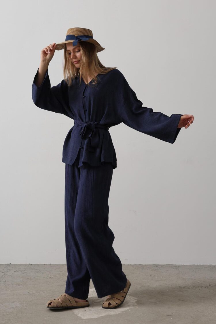 Tie Waist Tunic And Tie Waist Trousers Set